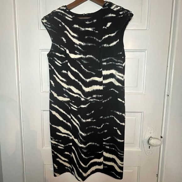 Michael Kors Faux Leather Lace Shoulder Animal Print Full Lined Sleeveless - Picture 1 of 9